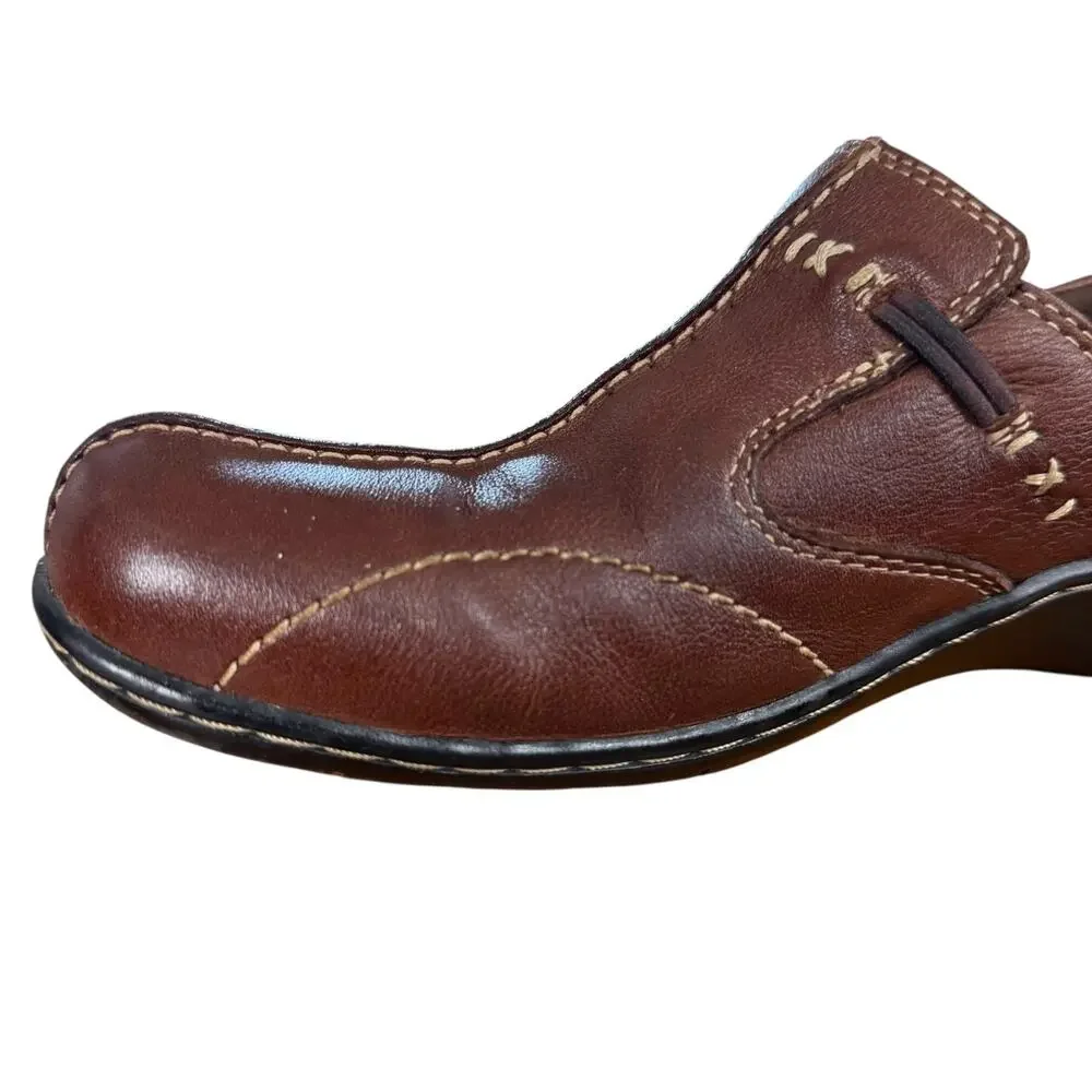Clarks Bendables Brown Leather Comfort Shoes Slip On Loafers Casual Shoes sz 8 - Picture 5 of 16